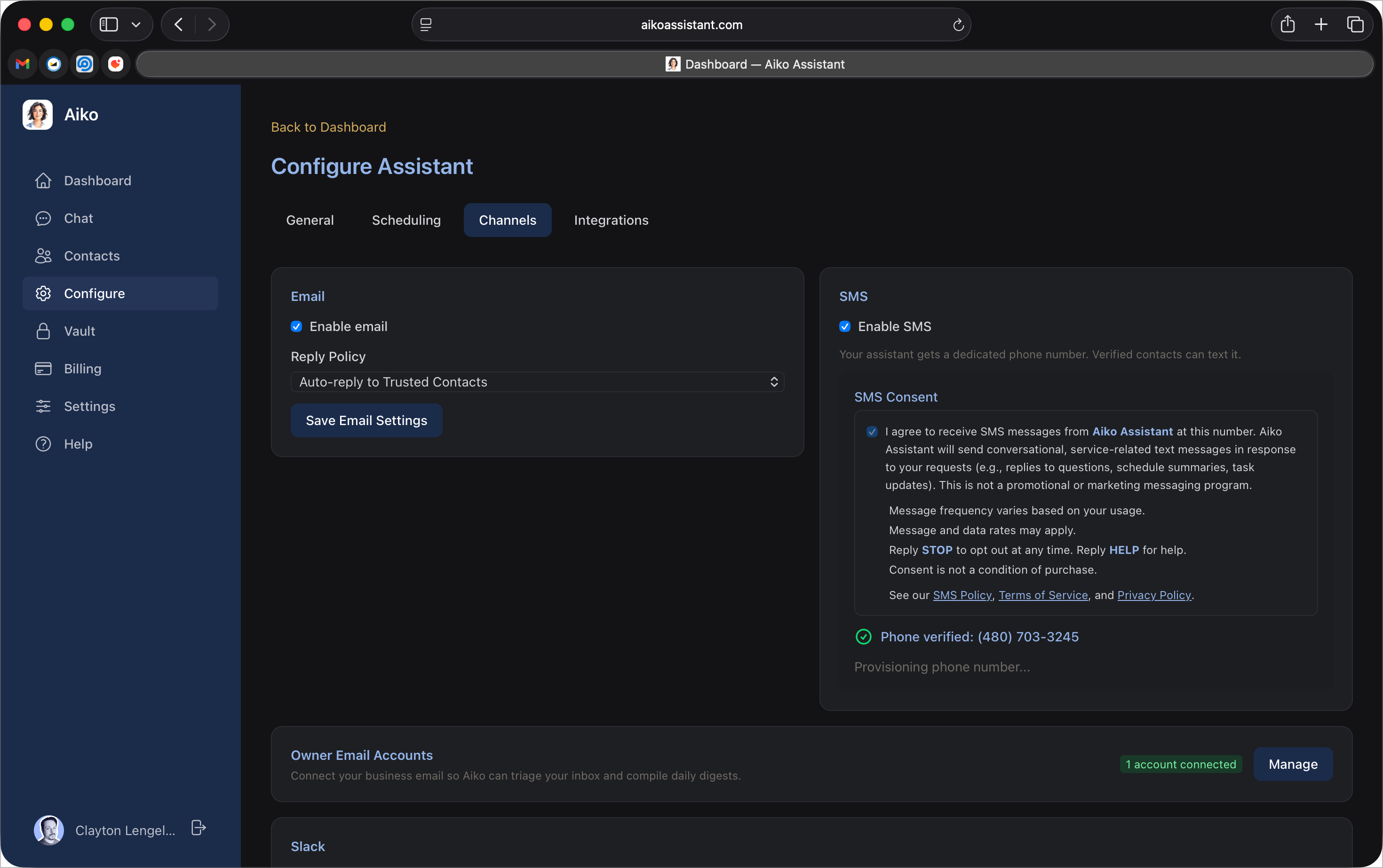 Phone verified confirmation and number provisioning